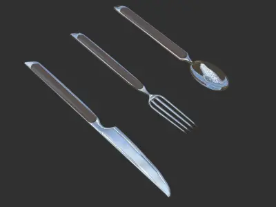 Steel Utensils  Low-poly 3D model