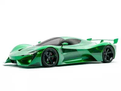 Emerald Hypercar model pack Low-poly 3D model