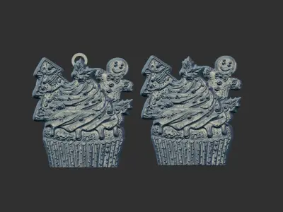 christmas tree cup cake decor  3D print model