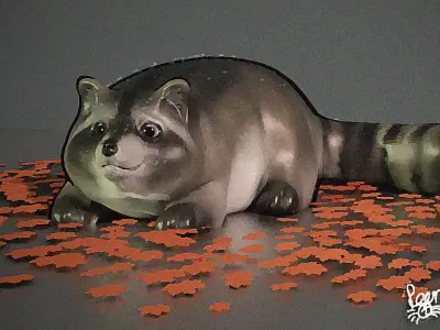 fat raccoon 3D model