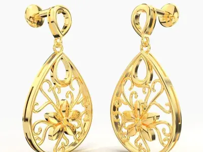 Gold Drop Earring 3D print model