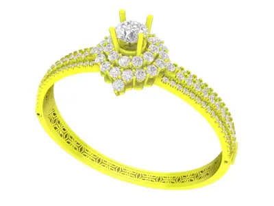 Elegant Floral Cluster Double Band Gold Ring for Women 5818 3D print model