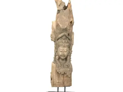 Buddha Tree Carving Low-poly 3D model