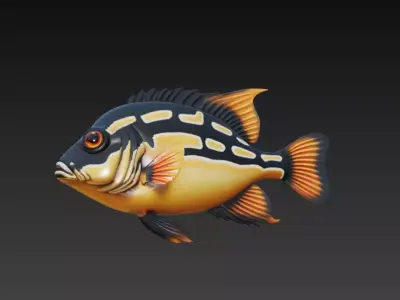 Fish Realistic 3D Model - Low Poly Realistic Game Ready Low-poly 3D model