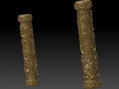 Dragon and Phoenix columns 3D print model