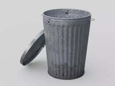 Dustbin 3 Lowpoly metal trash can Low-poly 3D model