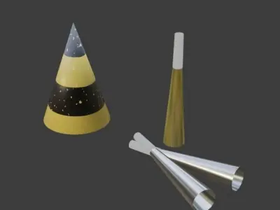 New Years Party Decorations Free low-poly 3D model