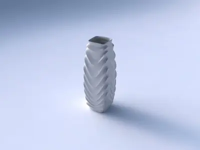 Vase rectangle with curved horizontal wavy sections 3D print model