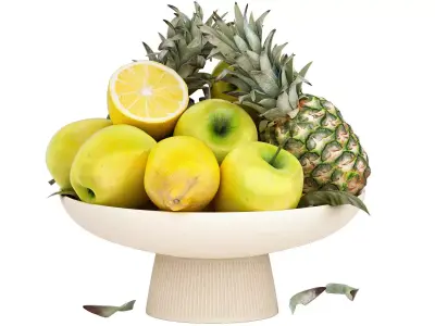 bowl of tropical fruits 17 3D model