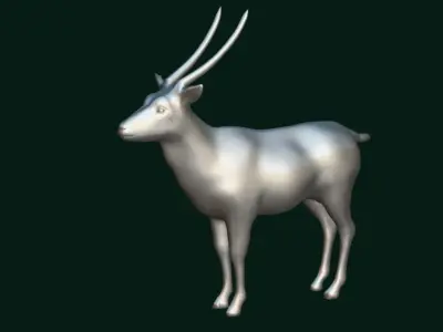 Elliptical Waterbuck Antelope Low-poly 3D model