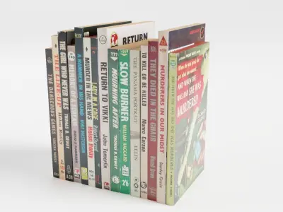 Vintage Paperback Crime Noir Books Low-poly 3D model