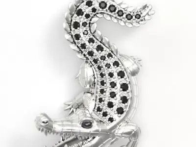 3D Printable crocodile Alligator pendant 3D print model 3D model