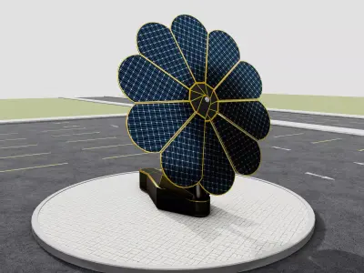Dual Axis Daisy With Solar Tracking System-10 Wings-5-5 kW Low-poly 3D model