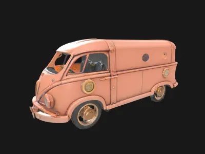 Steampunk Van 3D Model RetroFuturistic Victorian Era Low-poly 3D model