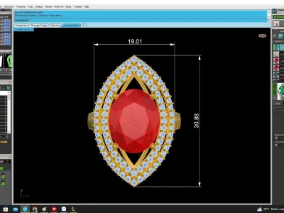 Luxury Oval Gemstone Double Halo Ring 3D Model for Fine Jew 4486 3D print model