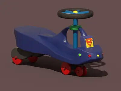 plastic skateboard car toy Low-poly 3D model