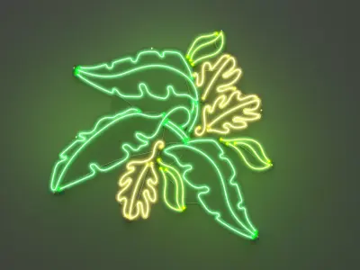 Plant Leaves 2 - Neon Sign 3D model