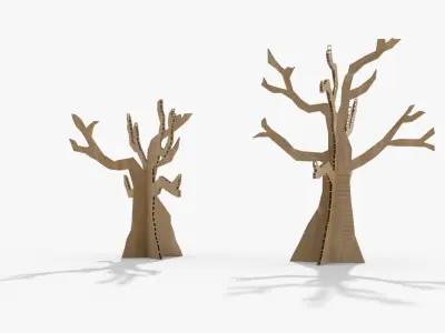 Cardboard trees Low-poly 3D model