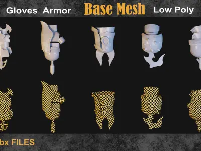 30  Gloves Armor  Base Mesh vol 9 Low-poly 3D model