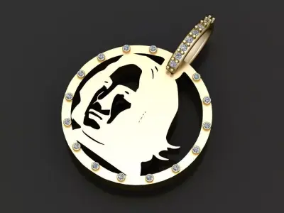custom portrait gold pendant  3d printable model  3D print model