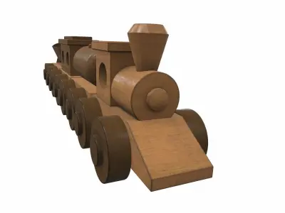 Wooden train toy 3 Free 3D model