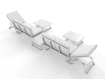 Foldable Garden Chair Table Set Low-poly 3D model