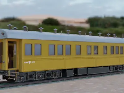 Steam Passengers Car Low-poly 3D model Low-poly 3D model