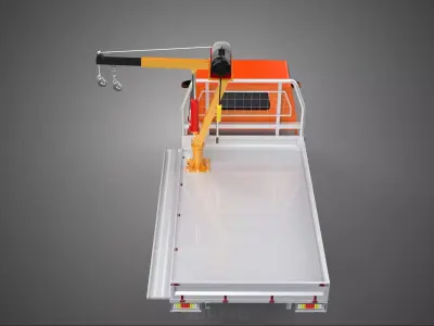 DROPSIDE FOLDING JIB CRANE HOIST MOTOR CRANK WINCH TRUCK PICKUP 3D model