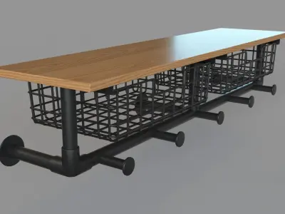 Pipe Shelving With Storage 3D model