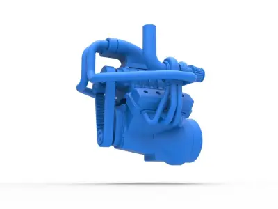 Twin turbo supercharged V8 Engine Scale 1 to 25 3D print model