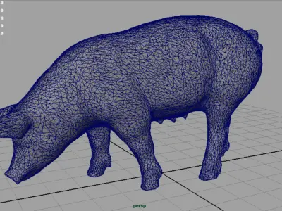 Realistic Sow pig Low-poly 3D model