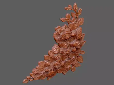 Flower cluster design detail Sakura forget rose 3D print model