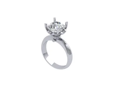 Solitaire Engagement Art Deco Ring 3D print model 2