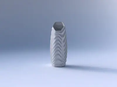 Vase bent hexagon with curved horizontal wavy sections 3D print model