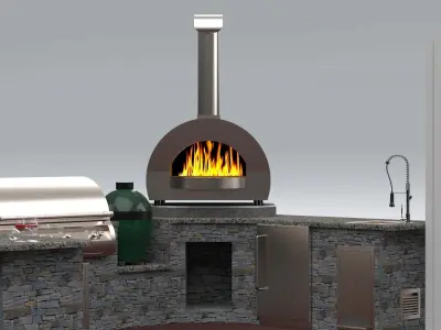 Outdoor Kitchen with Firemagic Appliances  Free 3D model