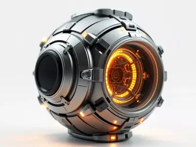 Futuristic SciFi Sphere Model Pack with Glowing Elements Low-poly 3D model