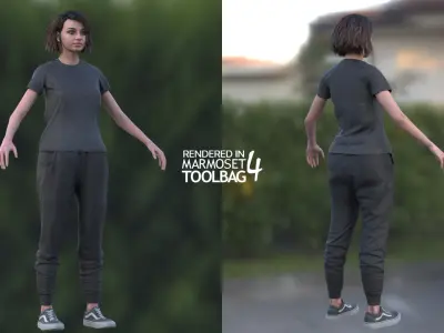 Woman - Sport Outfit 3 - Modular - Rigged Low-poly 3D model