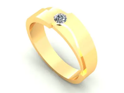Man Ring One Stone 3D print model