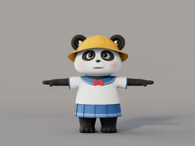 Rigged Cartoon Panda 3D model