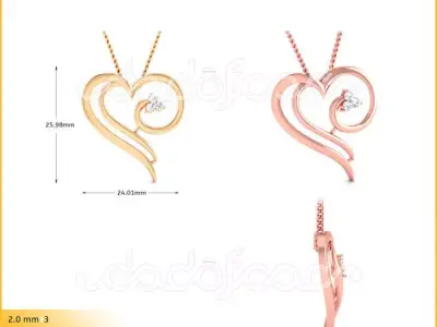 light weight yellow gold  diamond pendent -DOC-P8077 3D print model