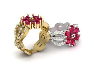 FEMALE RUBY RING 3D PRINTABLE MODEL  3D print model