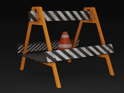 Safety Barrier Low-poly 3D model
