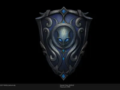 Low Poly Stylized Ethereal Sentinel Shield Low-poly 3D model