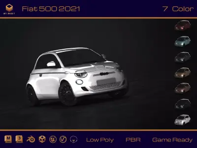 Fiat 500 2021 Low-poly 3D model