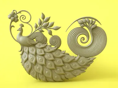 Elegant Peacock Wall Panal 3D print model