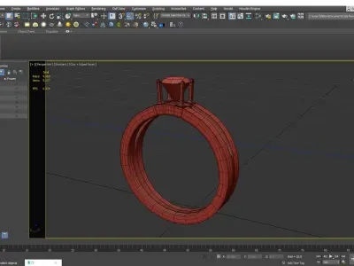 3d model of  golden Ring Low-poly 3D model