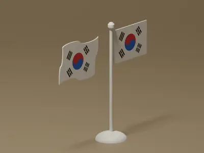 Cartoon Korean Flag 3D model