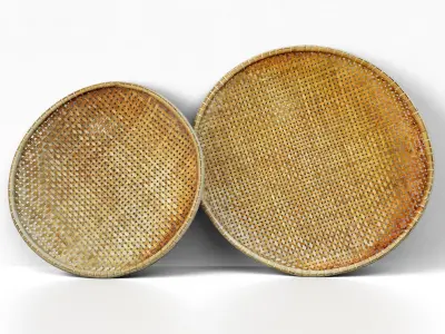 Bamboo Woven Round Trays 3D model