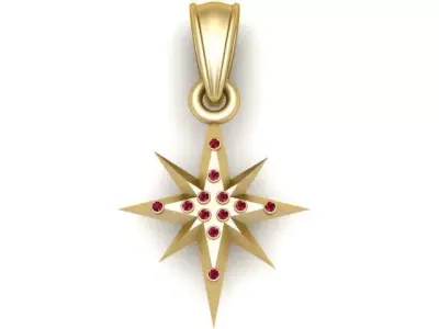 gold star pendant  3D print model