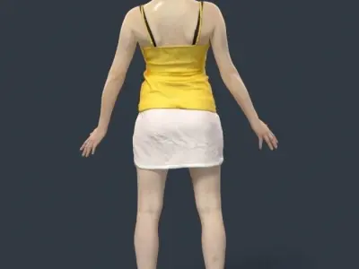 Woman Sport Animated in a skirt and tanktop - A-pose - Dream Low-poly 3D model